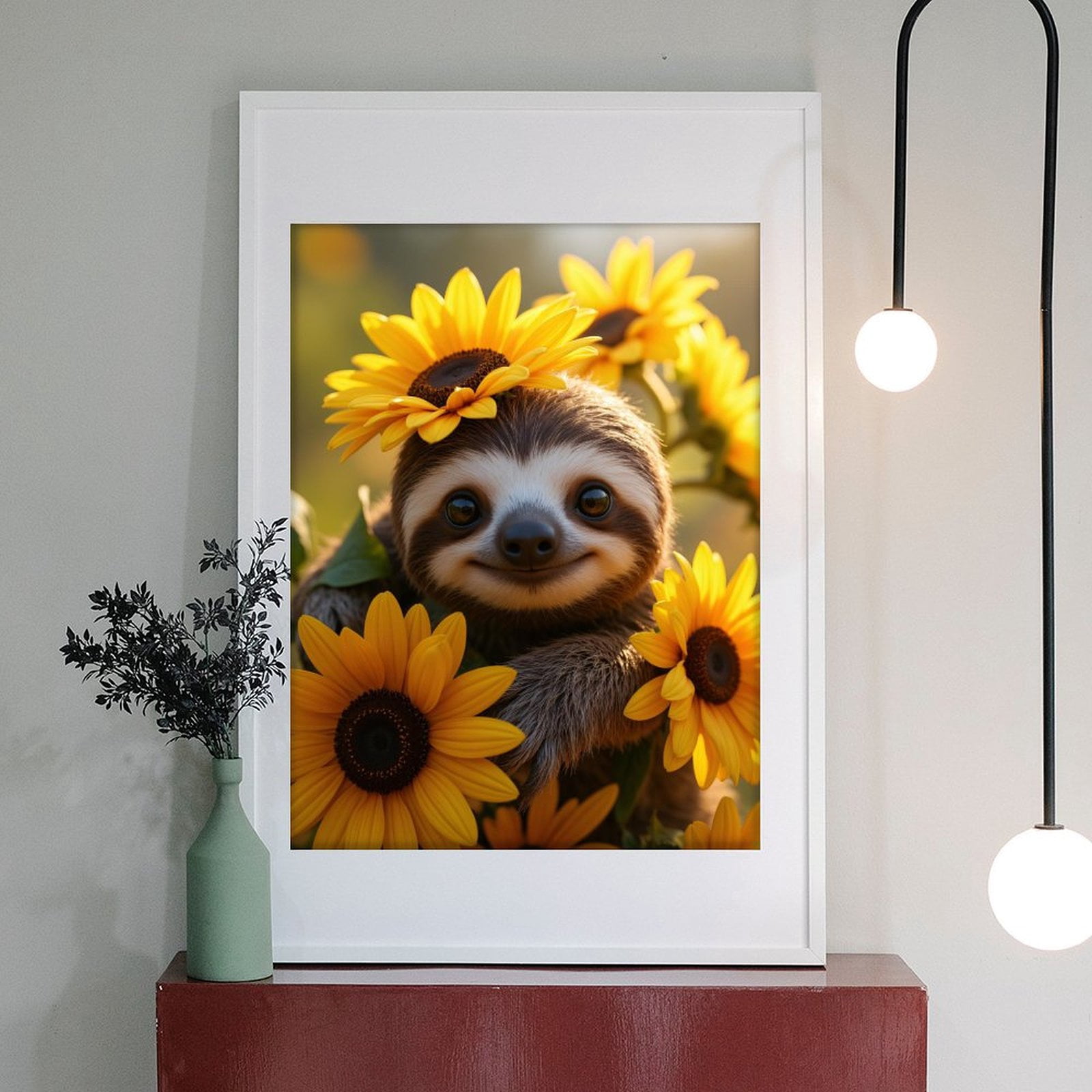 Diamond Art Kit for Adults, Adorable Sloth Among Sunflowers Diamond Painting for Adults Beginners, DIY Diamond Art Painting Kits, 5D Diamond Painting Crafts for Home Decor 12x16 Frameless