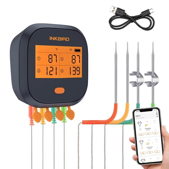 Termómetro WiFi para carne Inkbird IBBQ-4T con 4 sondas y recargable
