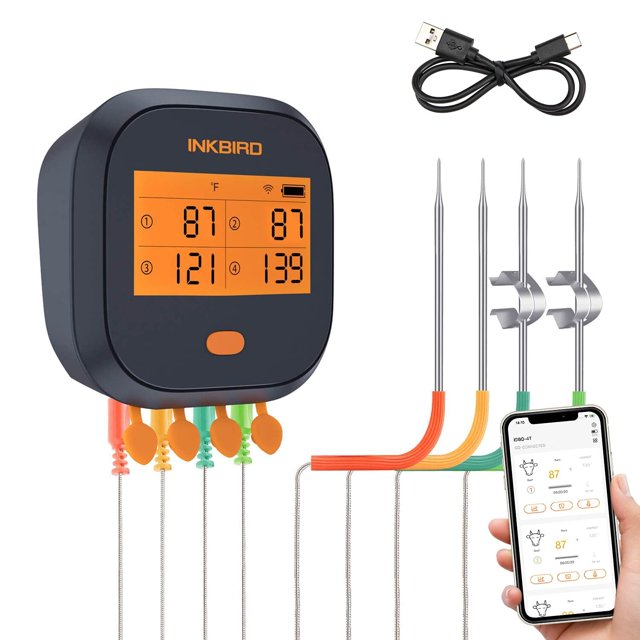 Termómetro WiFi para carne Inkbird IBBQ-4T con 4 sondas y recargable