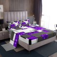 thumbnail image 1 of YST Abstract Geometric Bed Sheets Queen Purple Glitter Bling Sequins Grid Sheet Set For Kids Girls Teen,Geometry Stripes Check Fitted Sheet Starry Sky Stars Flat Sheet 2 Pillow Cases, 1 of 5