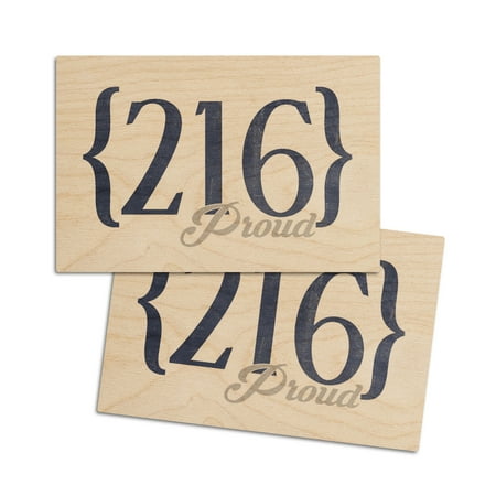 

Cleveland Ohio 216 Area Code (Blue) (4x6 Birch Wood Postcards 2-Pack Stationary Rustic Home Wall Decor)