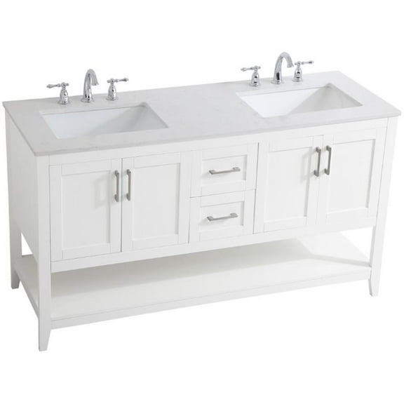 Elegant Kitchen and Bath 60 inch Double Bathroom Vanity in White