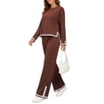 thumbnail image 5 of UVN Outfits Sets for Women Casual 2 Piece Lounge Sets Fall Long Sleeve Tops and Wide Leg Pants Tracksuits Pajamas Sets with Pockets, 5 of 11