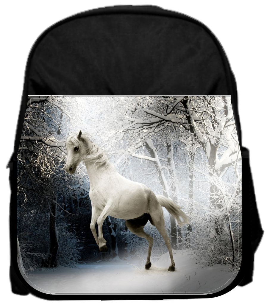White Horse 13" x 10" Black Preschool Toddler Children's Backpack by Accessory Avenue