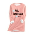 thumbnail image 2 of DPTALR Women's Round Neck Thickened Plush Warm Long Sleeve Tops, 2 of 3