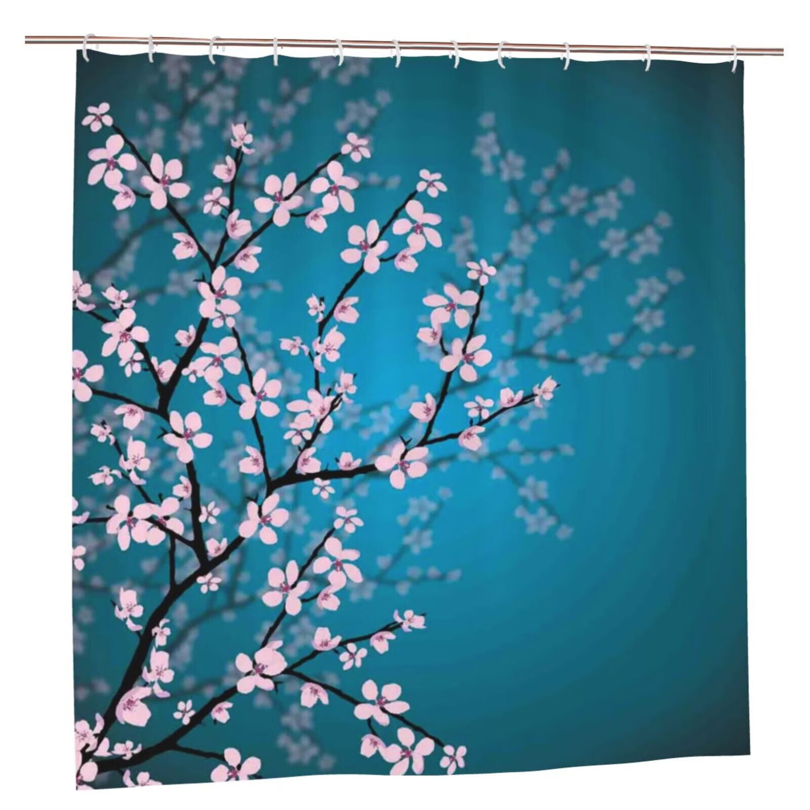 JOOCAR Japanese Shower Curtain, Spring Season Culture Sakura Bloom