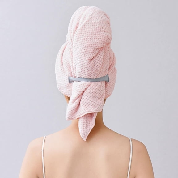 Kaireo Hair Towel Wrap Super Absorbent Quick Dry, Microfiber Turban with Elastic Strap – 1 Pack