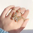 thumbnail image 1 of Juego de 9 Uds. De anillos de cadena de Color dorado Punk para mujeres y niñas, anillos finos de dedo Irregular a la moda, regalo 2023, joyería para nudillos para mujer, fiesta Deng Xun unisex, 1 of 2