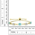 thumbnail image 2 of Gem Stone King 18K Yellow Gold Plated Silver Blue Apatite and Lab Grown Diamond Bracelet for Women | 3.90 Cttw | Gemstone Birthstone | Oval 7X5MM | Fully Adjustable 9 inch, 2 of 3