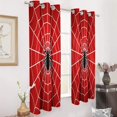 thumbnail image 3 of Red Spider Web Black Cartoon Blackout Curtains Window Drapes Room Darkening Thermal Insulated Grommets Curtains for Living, Dining, Bedroom,2 Panels, 3 of 6