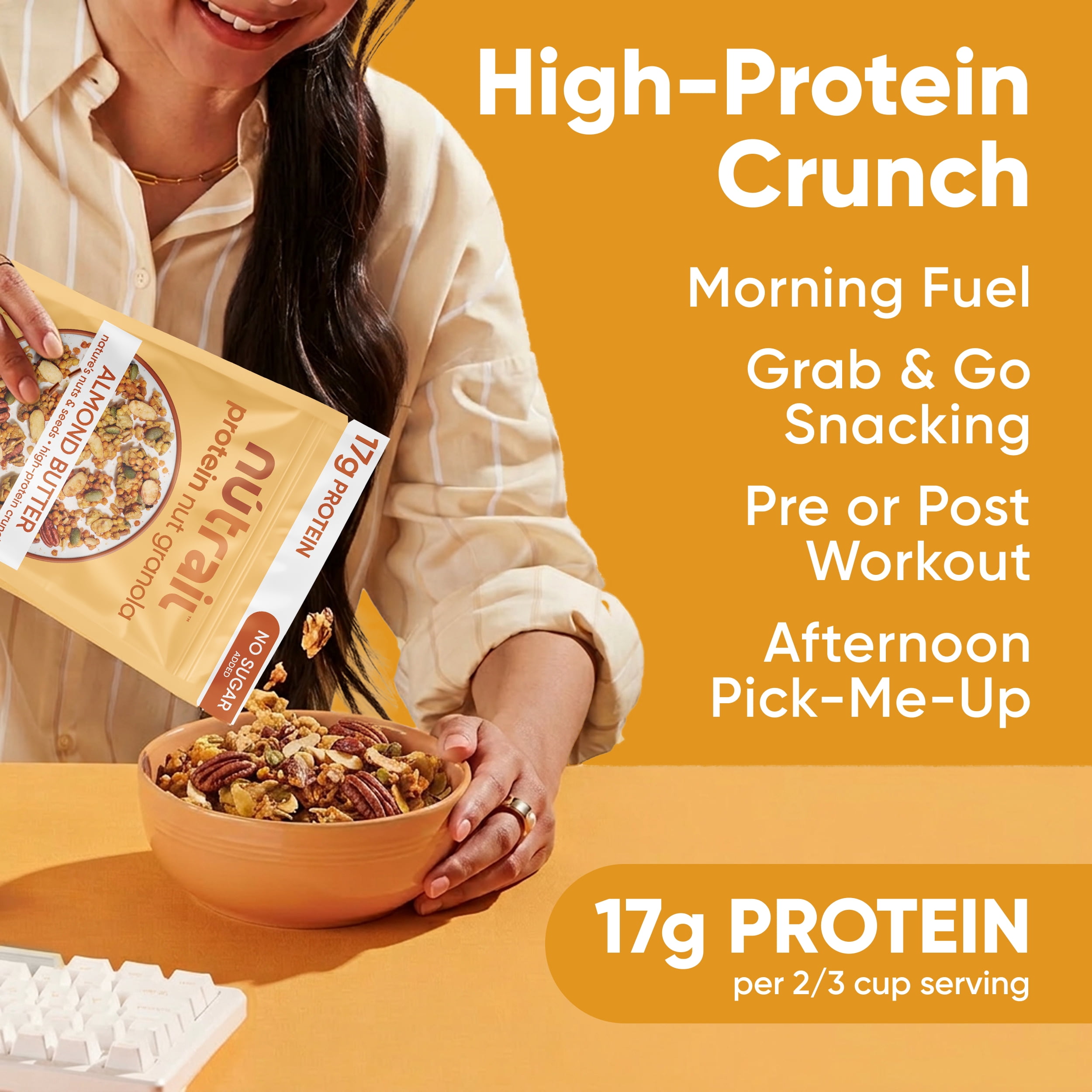 (4 pack) NuTrail 17g Protein Nut Granola Cereal, Almond Butter, No Sugar Added, Keto, Low Carb, Gluten Free, Grain Free, Healthy Breakfast 10 oz. 1 Count