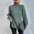 thumbnail image 4 of YUGYXL Women's Turtleneck Sweaters Slouchy Knit Chunky Sweater Fall Winter Fashion Cable Weaving Long Sleeve Pullover Green XXXL, 4 of 7