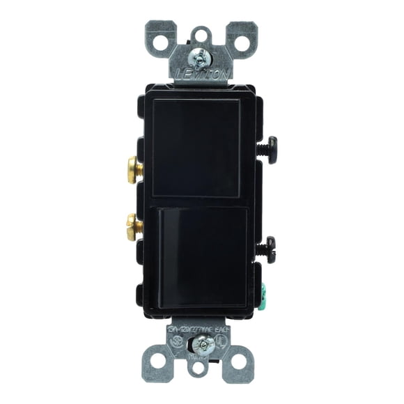 Interruptor Doble Leviton Decora Negro 15A 120/277V