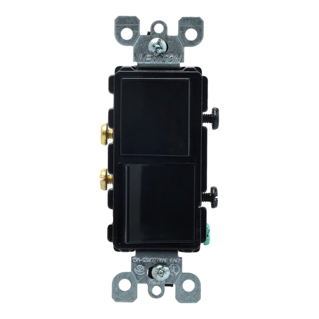 Interruptor Doble Leviton Decora Negro 15A 120/277V