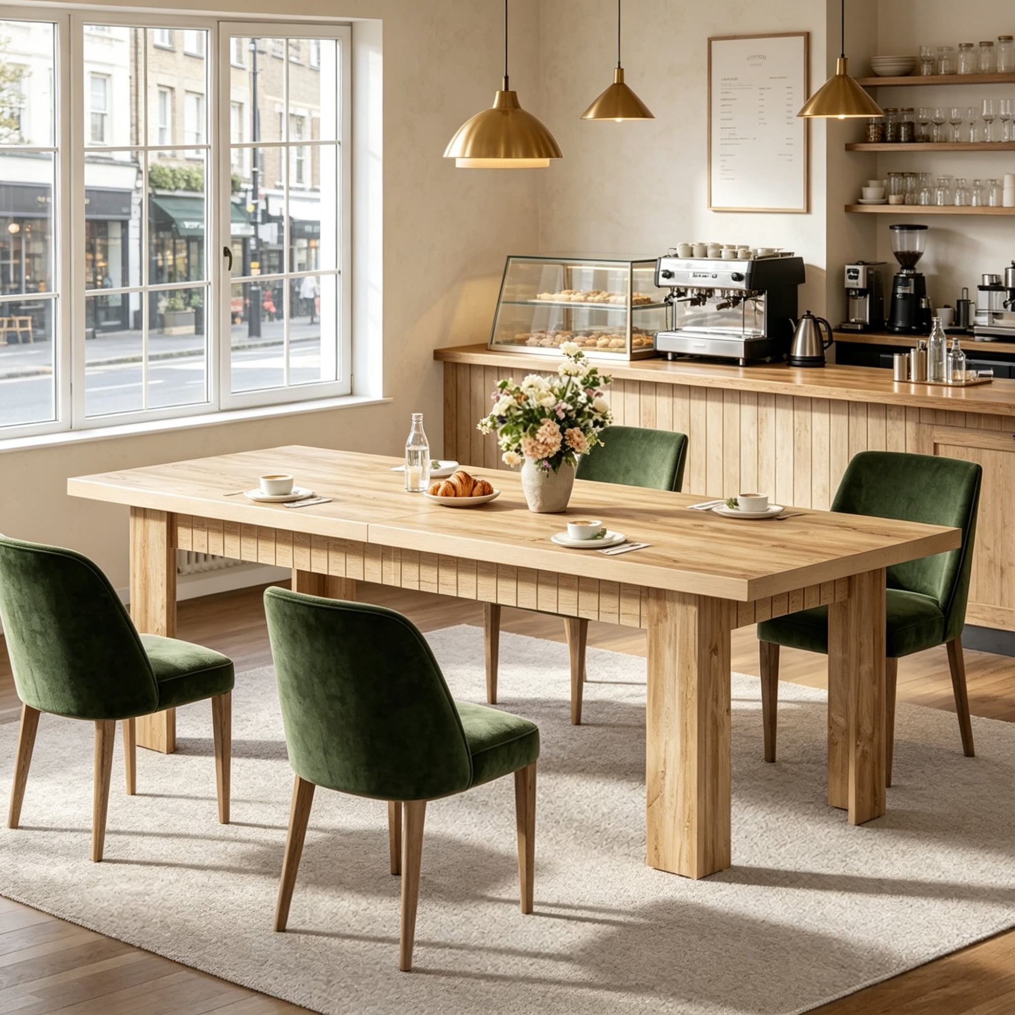 79 Inch Rectangular Dining Table for 6 to 8 People, MDF Kitchen Table