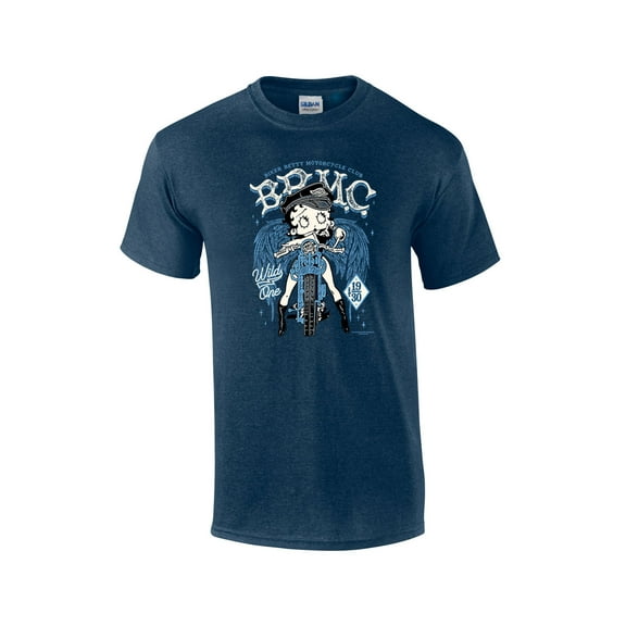 Betty Boop Biker Betty Motorcycle Club BBMC Distressed Unisex Short Sleeve T-shirt Graphic Tee Graphic Tee-Heather Navy-xl