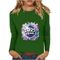 thumbnail image 2 of Styesk Chemises à Manches Longues pour Femmes Nouvel An T-shirt Décontracté Imprimé Col Rond Manches Longues, 2 of 4