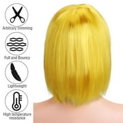 Spencer Short Bob Hair Wigs Straight with Flat Bangs Synthetic Colorful Daily Cosplay Anime Halloween Party Hair Wig for Women, Red