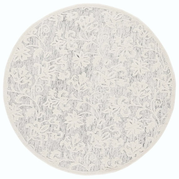SAFAVIEH Martha Stewart Metro Floral Area Rug, Grey/Ivory, 6' x 6' Round