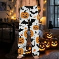 thumbnail image 2 of SJLDQY Mens Halloween Pajamas Pants Wide Leg Pjs Trousers for Men Hallowmas Pumpkin Ghost Elastic Waist Homewear Loungewear With Pocket, 2 of 6