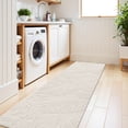 thumbnail image 6 of MeyJey 2'x8' Runner Rug for Hallways, Non Slip Modern Jacquard Textured Rugs Soft Geometric Rug for Entryway Bathroom Laundry Dorm, Beige, 6 of 15