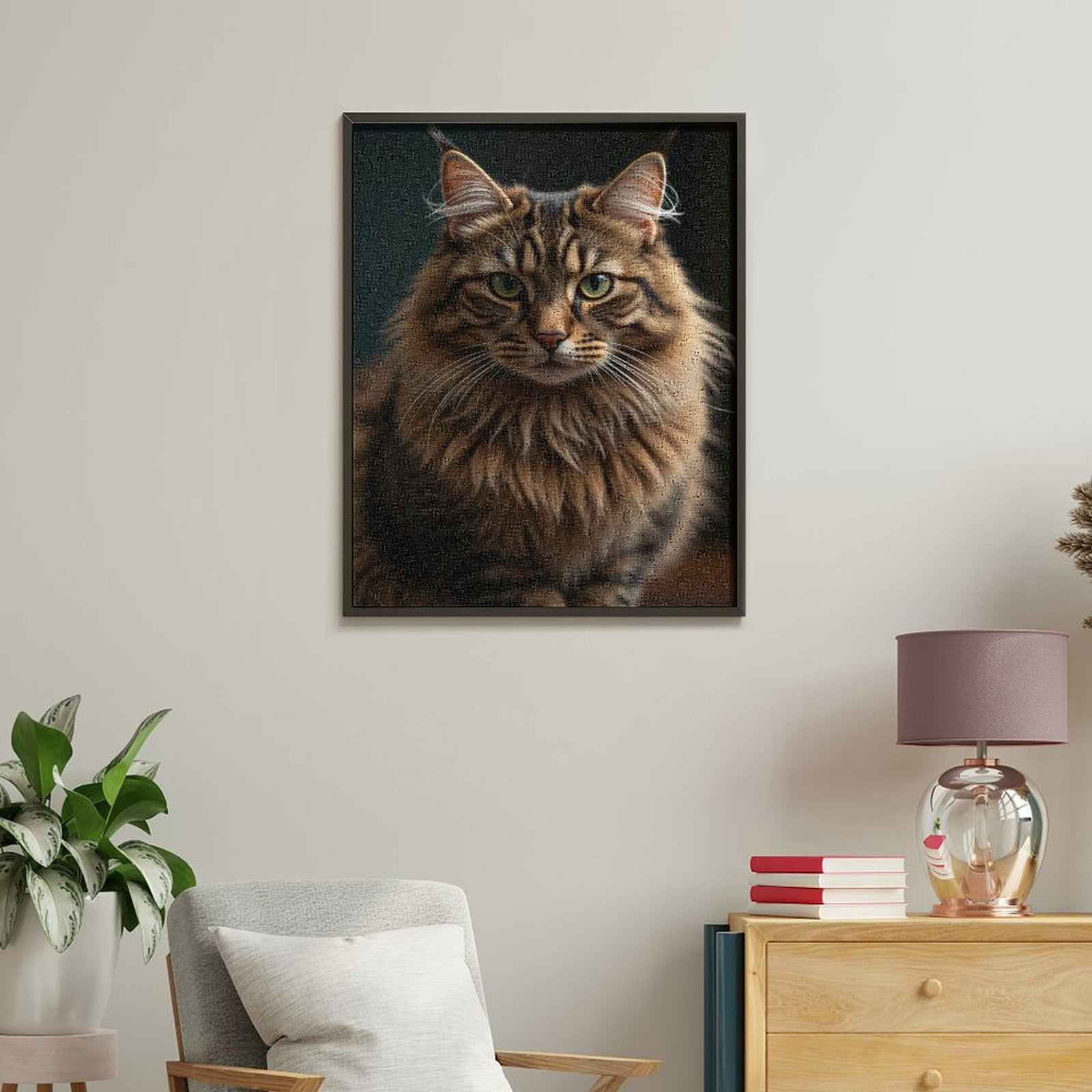 Paint by Numbers Kit for Adults, Maine Coon Elegant Portrait Feline Paint by Numbers, Easy Paint by Numbers Kit for Adults Beginner, DIY Adult Paint by Number Kits on Canvas, 12x16in Home Decor