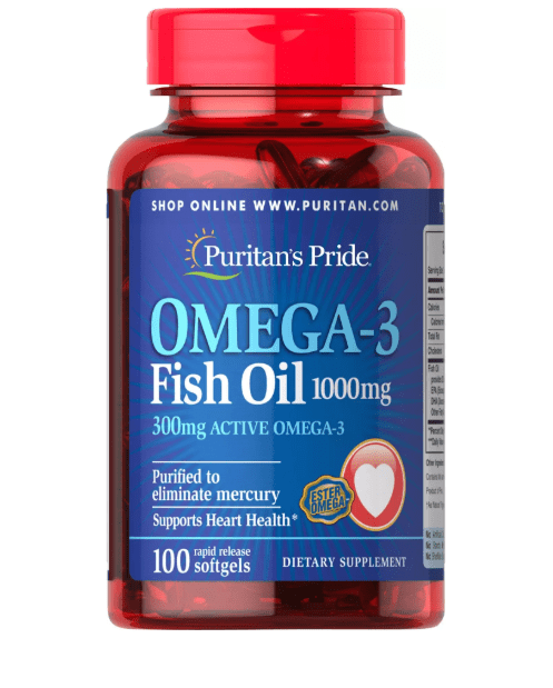 Puritan's Pride Omega 3 Fish Oil Omega Fatty Acid Supplements, 100 Count