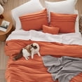 thumbnail image 3 of California King Comforter Set - 4 Pieces Pinch Pleat Bed Set, Burnt Orange Boho Bedding for All Season, 1 Soft Comforter, 2 Pillowcases, 1 Decorative Pillow, 3 of 7