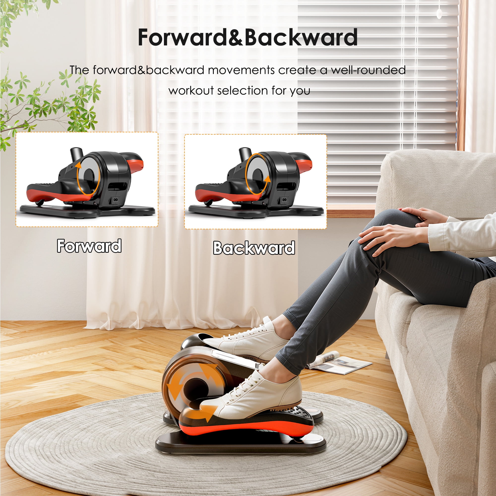 Soges Under Desk Elliptical Machine, Seated Pedal Exerciser for Senior,12 Adjustable Speeds Portable bidirectional Ellipse Exerciser,Ellipse Leg Exerciser with Remote Control and Manual Mode, Black