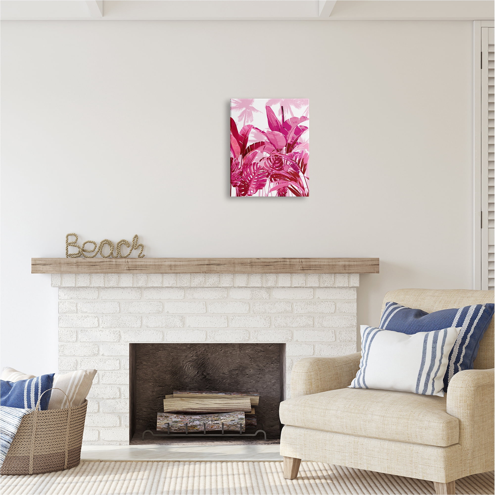 Stupell Industries Modern Pink Palms Botanical & Floral Painting Gallery Wrapped Canvas Art Print Wall Art, 16 x 20