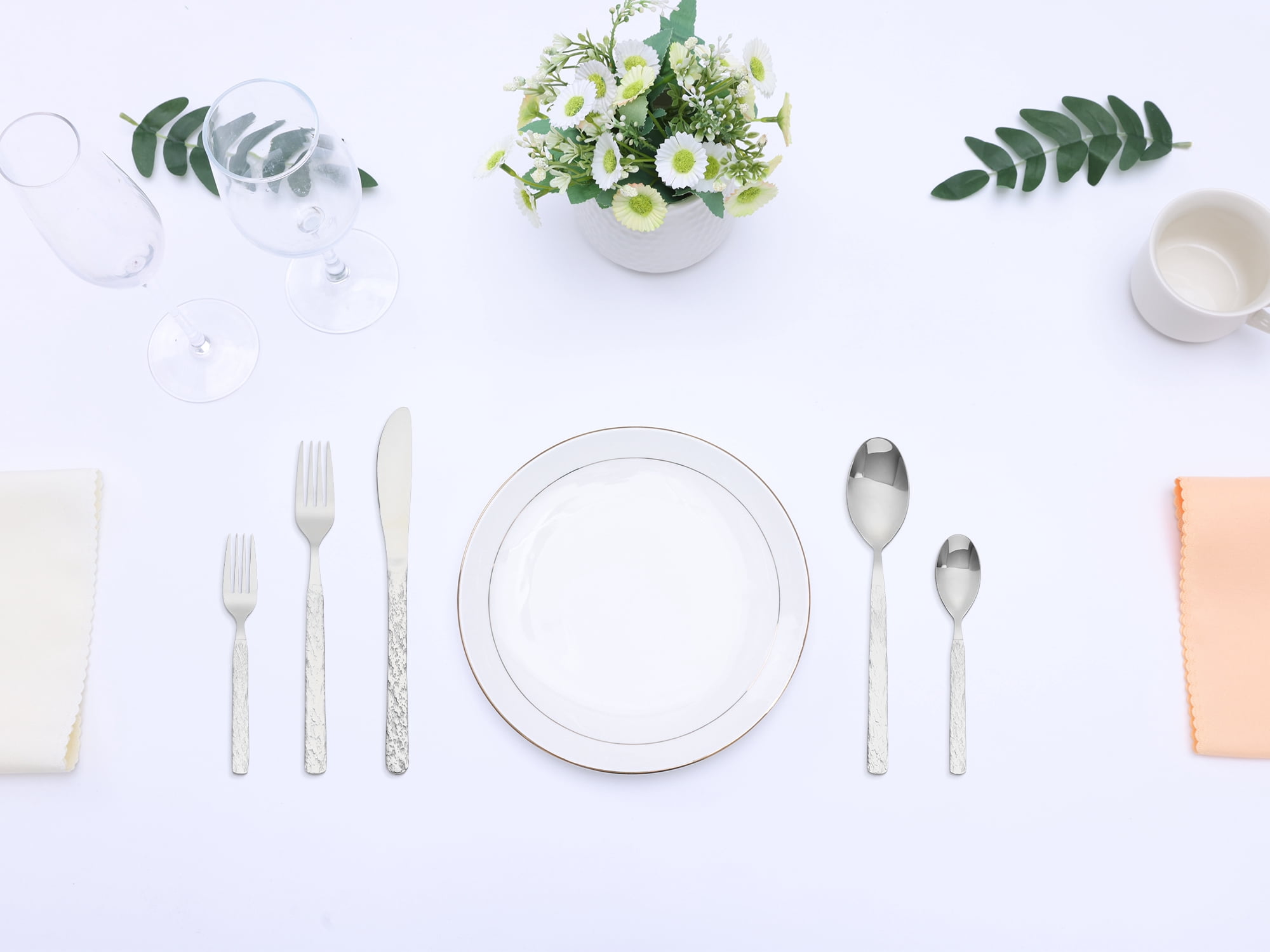 Unique Bargains Stainless Steel Mirror Polished Flatware Set for Kitchen Silver 30pcs
