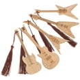 thumbnail image 4 of WRISTBIQUE Guitar Shape Bamboo Bookmarks 5Pcs 4.7X1.6In Vintage Engraved Page Marking, 4 of 8
