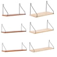 thumbnail image 4 of Estantería de pared retro de madera con estantes de alambre de metal negro, almacenamiento beige S, 4 of 9