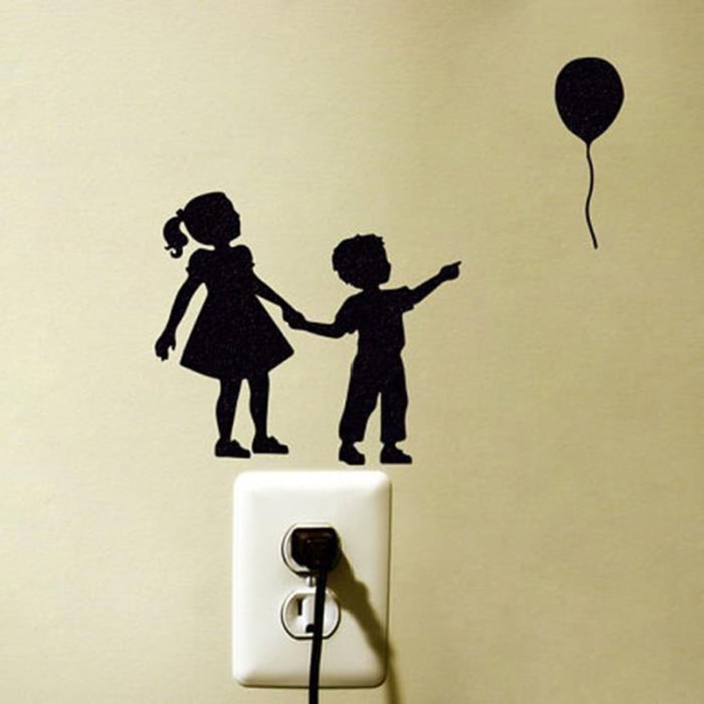 Little Girl Boy Balloon Pattern Switch Sticker Wall Art Sticker Bedroom Living Room Wallpaper Walmart Com