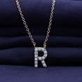 thumbnail image 2 of 18K Rose Gold Plated Initial Necklace | Moissanite Diamond Alphabet Necklace | Dainty Necklaces for Her | Letter "R" Pendant Necklace |18" + 2" Adjustable Chain, 2 of 6
