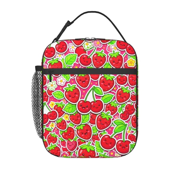 Strawberry Lunch Bag Lunch Box For Women Men, Insulated Lunch Bags Water-Resistant Cute Cooler Lunch Tote Bag, Reusable Large Capacity For Work Travel Picnic
