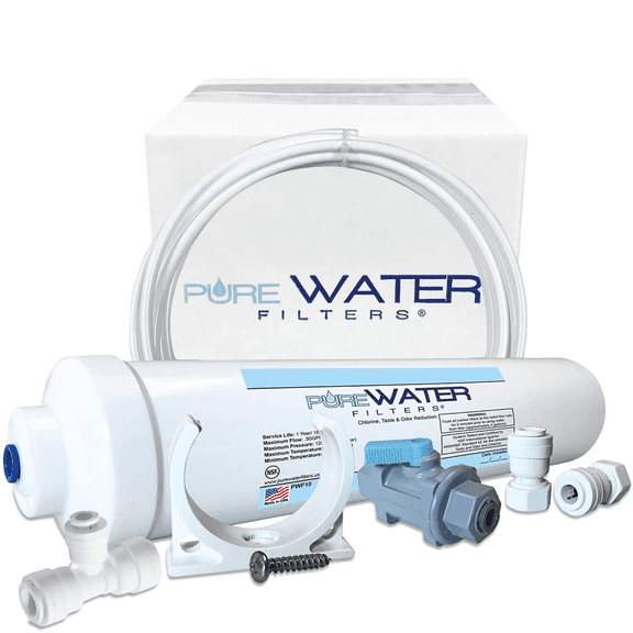 Inline Water Filter Kit for Ice Makers with 1/4" Tubing and a T-Connector