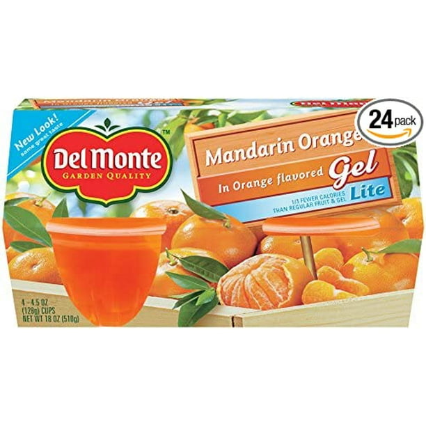 Del Monte Mandarin Oranges In Lite Orange Flavored Gel Plastic Fruit Cups 4 4 Ounce Pack Of 24 Walmart Com Walmart Com