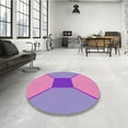 thumbnail image 4 of Ahgly Company Machine Washable Indoor Round Transitional Neon Pink Area Rugs, 6' Round, 4 of 7