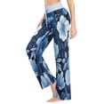 thumbnail image 4 of Women's Long Sleep Pants Home Pants Sleep Pants Wide-Leg Pants Design Elastic Fabric Casual Pants L Vibrant Blue Flowers, 4 of 7