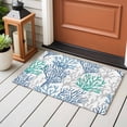 thumbnail image 4 of 2x3 Ft Entryway Area Rug, Blue Teal Grey Coral Coastal Kitchen Rug Runner Washable Floor Mat, Summer Beach Nautical Ocean Non Slip Indoor Door Mat Throw Carpet for Bathroom Living Room Bedroom, 4 of 8