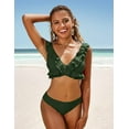 thumbnail image 3 of Ruffle Bikini for Women Flounce Strap V Neck Mid Rise Two Piece Cute Swimsuits, 3 of 6