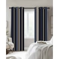thumbnail image 3 of Blue and Brown Geometric Stripe Pattern Blackout Curtains 63 Inches Long for Bedroom, Thermal Insulated Room Darkening Black Out Window Curtain Panels Grommet Drapes for Living Room, 3 of 8