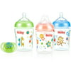 Nuby Natural Touch BPA-Free Baby Bottles with Pacifier - 9oz, Printed, 3 Pack