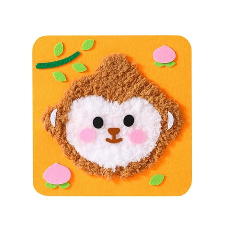 multicolour Creative Hand Sewing And Yarn Embroidery Kit For Making Cartoon Themed Fabric Paintings Including Non Woven Base Yarn Needle And Patches On A 8.27 By 8.27 Inch Base