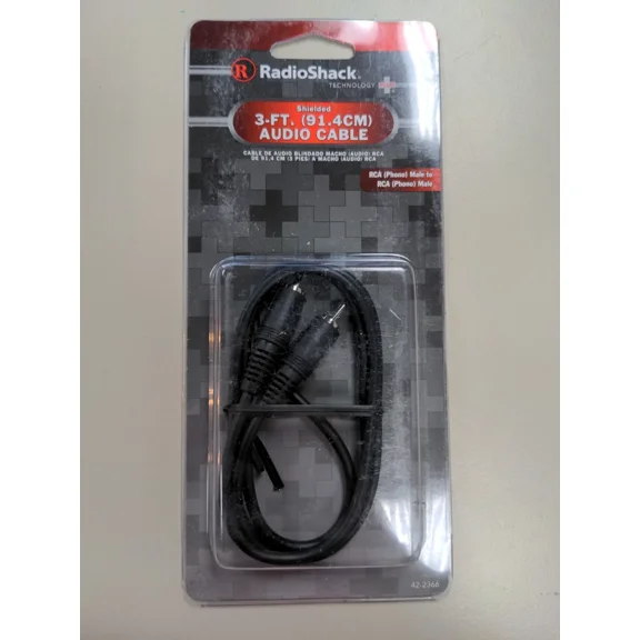 Audio Cable 3-Ft Rca Male -To - Rca Male *Radio Shack 42-2366*