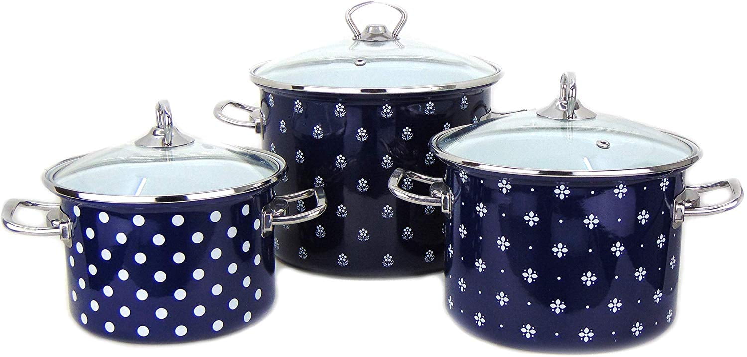 Idilia Enamel Steel Pot, Saxony Collection, Enamel Cookware, Enamel Pot