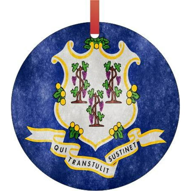 Connecticut State Flag Flat Round Shaped Christmas Holiday Hanging Tree Ornament Disc Made In The U S A Walmart Com Walmart Com