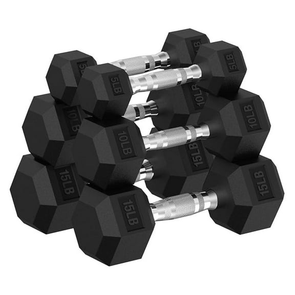 Hex Dumbbell Set, 30-480 lb Set Rubber Encased Exercise & Fitness Dumbbells, Weights Dumbbells Set, Hand Weight for Strength Training
