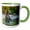 Green/White, variant on 3drose, Alaska, Lake Clark. Grizzly Bear Stands up in the Water., 11oz Two-tone Black Mug